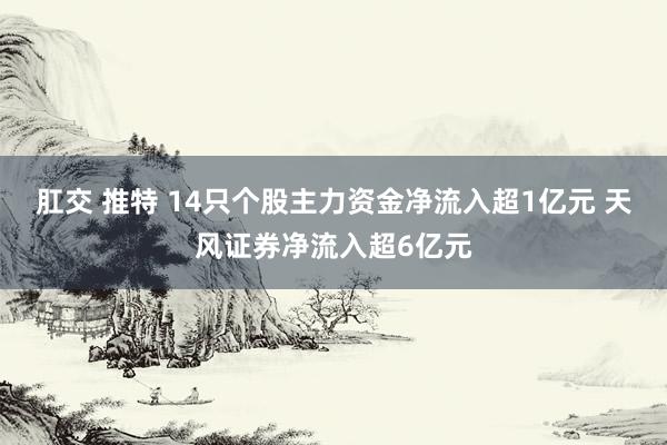 肛交 推特 14只个股主力资金净流入超1亿元 天风证券净流入超6亿元