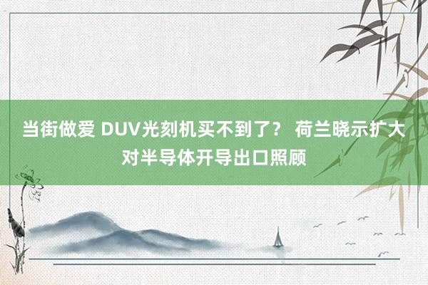 当街做爱 DUV光刻机买不到了？ 荷兰晓示扩大对半导体开导出口照顾