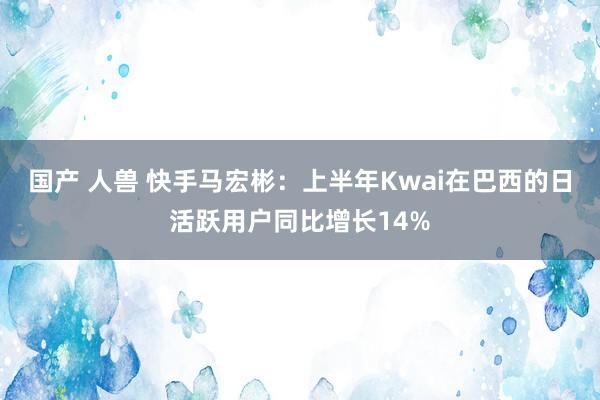 国产 人兽 快手马宏彬：上半年Kwai在巴西的日活跃用户同比增长14%