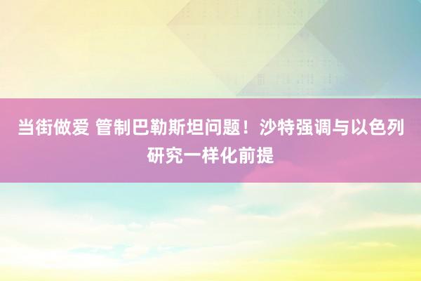 当街做爱 管制巴勒斯坦问题！沙特强调与以色列研究一样化前提