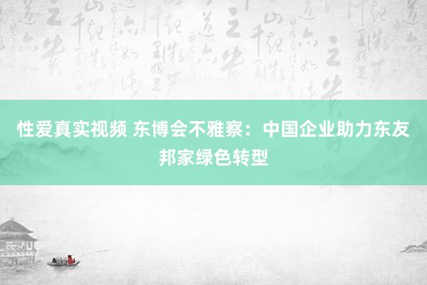 性爱真实视频 东博会不雅察：中国企业助力东友邦家绿色转型