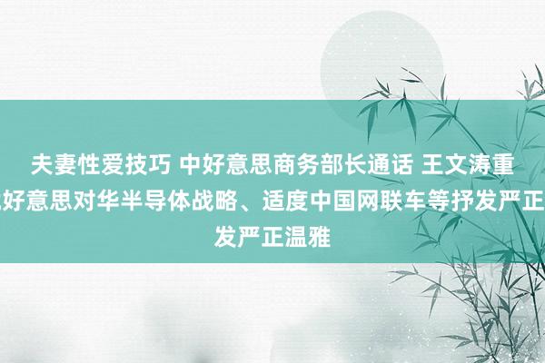 夫妻性爱技巧 中好意思商务部长通话 王文涛重心就好意思对华半导体战略、适度中国网联车等抒发严正温雅