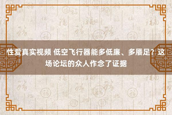 性爱真实视频 低空飞行器能多低廉、多餍足？这场论坛的众人作念了证据