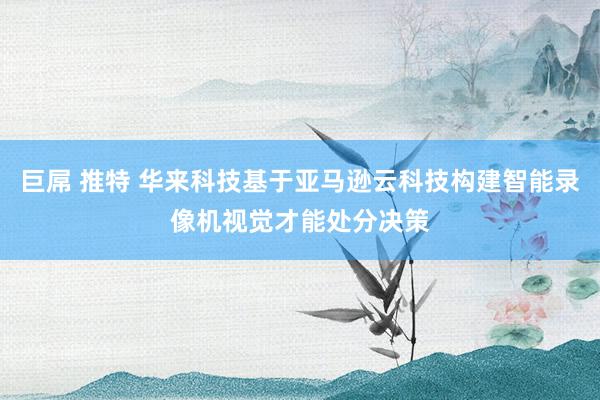 巨屌 推特 华来科技基于亚马逊云科技构建智能录像机视觉才能处分决策