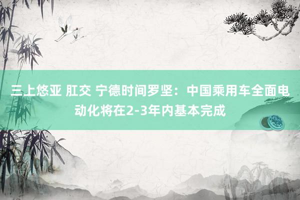 三上悠亚 肛交 宁德时间罗坚：中国乘用车全面电动化将在2-3年内基本完成