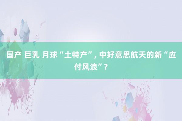 国产 巨乳 月球“土特产”， 中好意思航天的新“应付风浪”?