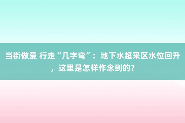 当街做爱 行走“几字弯”：地下水超采区水位回升，这里是怎样作念到的？