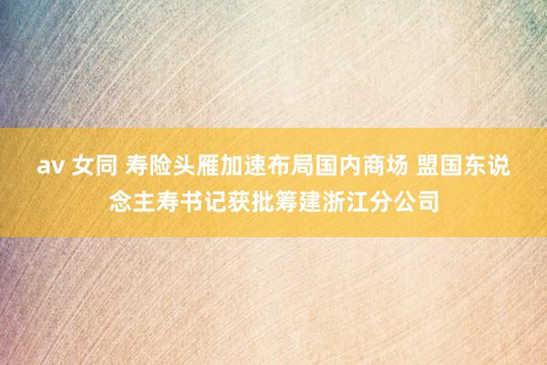 av 女同 寿险头雁加速布局国内商场 盟国东说念主寿书记获批筹建浙江分公司