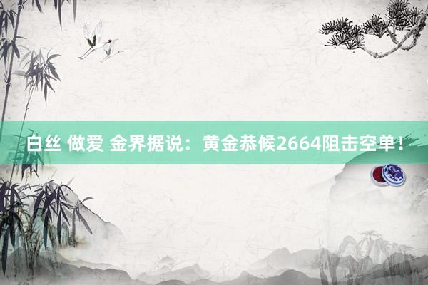 白丝 做爱 金界据说：黄金恭候2664阻击空单！