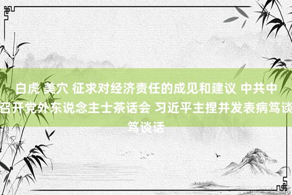 白虎 美穴 征求对经济责任的成见和建议 中共中央召开党外东说念主士茶话会 习近平主捏并发表病笃谈话