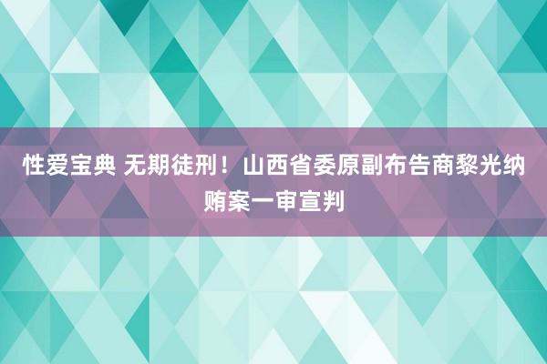 性爱宝典 无期徒刑！山西省委原副布告商黎光纳贿案一审宣判