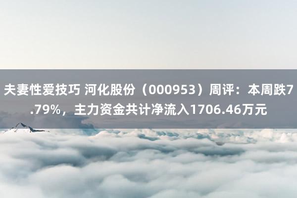 夫妻性爱技巧 河化股份（000953）周评：本周跌7.79%，主力资金共计净流入1706.46万元