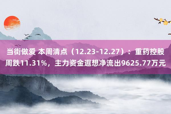 当街做爱 本周清点（12.23-12.27）：重药控股周跌11.31%，主力资金遐想净流出9625.77万元