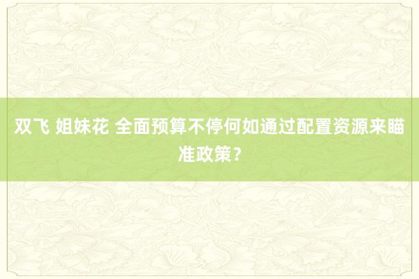 双飞 姐妹花 全面预算不停何如通过配置资源来瞄准政策？