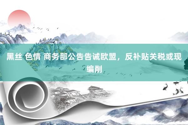 黑丝 色情 商务部公告告诫欧盟，反补贴关税或现编削